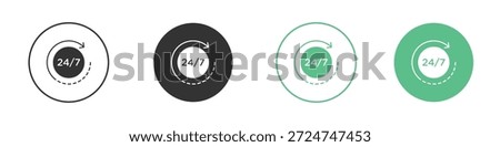 24 7 icon pictograms. Vector eps 10