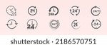 24 7 icon set - 247 - Twenty four hour - 24 hours icon