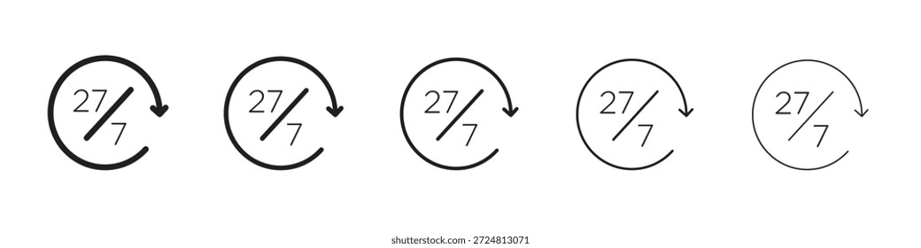 24 7 Symbol. Einfaches Gliederungsformat. Grafikelemente.