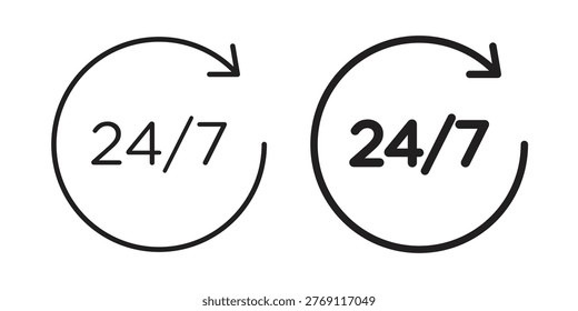 24 7 icon symbol vector elements for infographic web. EPS10
