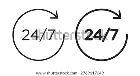24 7 icon symbol vector elements for infographic web. EPS10