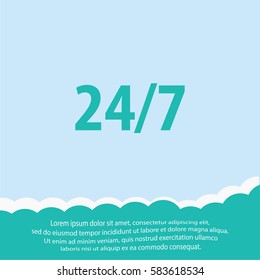 24 7  icon. Vector design.