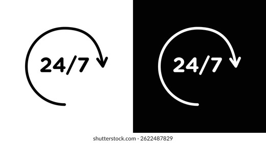 24 7 icono Ilustración vectorial EPS