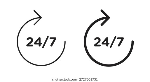 24 7 icono para Web y App. Ilustración vectorial eps