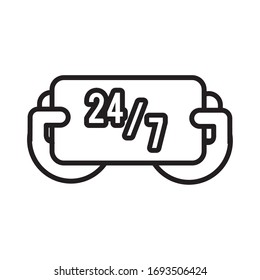 24 7 label commerce line style icon vector illustration design