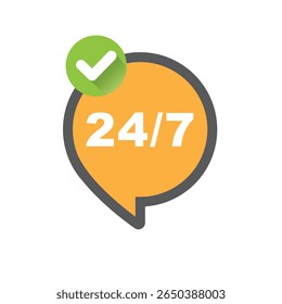 24, 7 logo. 24 hours, seven days concept, vector, icon.