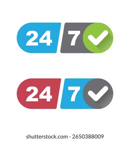 24, 7 logo. 24 hours, seven days concept, vector, icon.