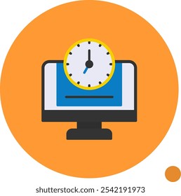 24 7 Monitoring Flat Shadow Vector Icon Design