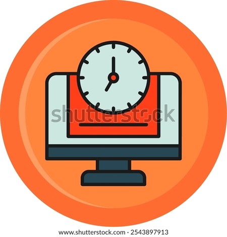 24 7 Monitoring Line Filled Circle Vector Icon Design