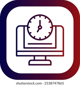 24 7 Linha de monitoramento Gradiente Canto redondo Vetor Ícone Design