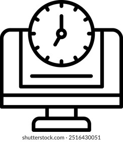 24 7 Monitoring Line Vector Icon Design