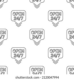 24 7 open seamless pattern isolated on white background.