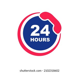 24 7 service. 24-7 open, concept with call icon. Phone Support 24 hours a day and 7 days a week. Support service. Vector Illustration.