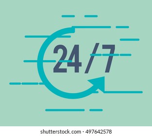 24 7 service with arrow icon