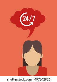 24 7 service with arrow icon