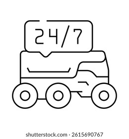 24 7 service autonomous delivery line icon vector. 24 7 service autonomous delivery sign. isolated contour symbol black illustration