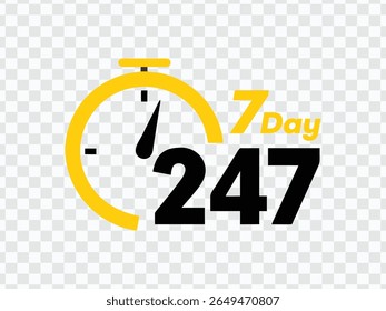 "24 7 Service Availability - Stopwatch Icon Design"