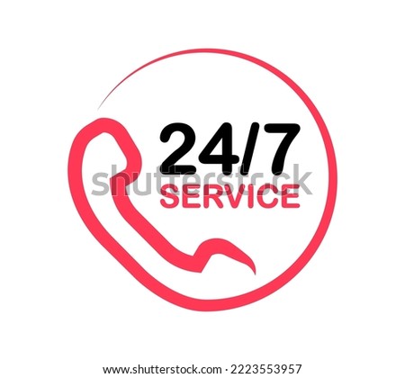24 7 service icon. 24-7 support. 24 7 call center. Call twenty four hour. Vector illustration.