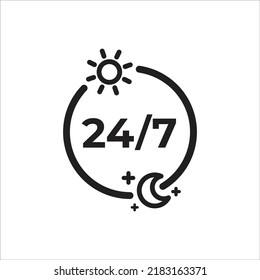 24 7 service icon. Call support sign