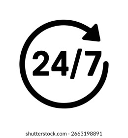 24 7 Símbolo de Asistencia de disponibilidad de tiempo de reloj de icono de servicio
