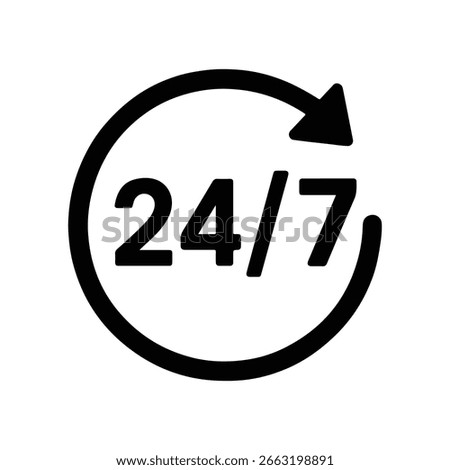 24 7 Service Icon Clock Time Availability Support Symbol