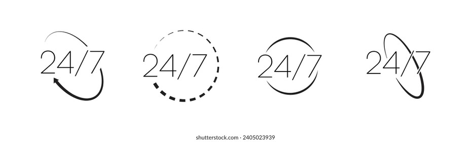 24 7 service icon on white background