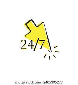 24 7 service icon on white background