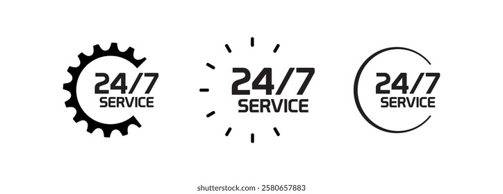 24 7 service icon on white background