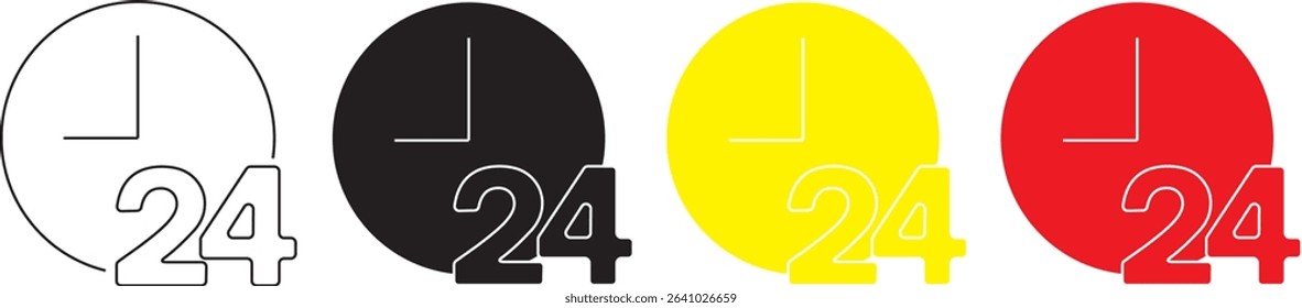 24 7 service icon set. 24-7 open, concept with call icon. Support 24 hours a day and 7 days a week. Support service. Vector Illustration