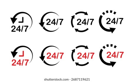 24 7 service icons vector eps10.