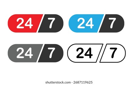 24 7 Service-Icons, Vektor eps10.