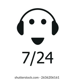 24 7 Service label. Support Service concept. Call icon. Phone Support 24 hours a day and 7 days a week. Vector illustration