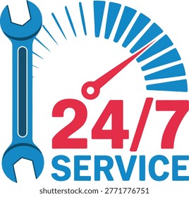 24 7 service logo wrench speed gauge automotive repair