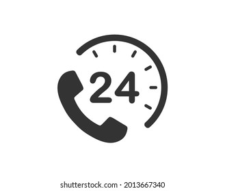 24 7 Service open 24 h hours a day and 7 days a week icon. Shop support logo symbol sign button. Vector illustrator image. Isolated on white background.