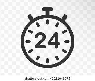 24 7 Service open 24 h hours a day and 7 days a week icon. Shop support logo symbol sign button. Vector illustrator image. Isolated on white background.