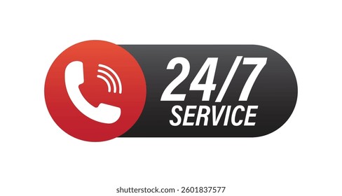 24 7 Service Support open, 24 hours a day, 7 days a week icon set. Tech supporting symbol. Timetable, time, hours signs. Delivery, shopping symbol. Vector illustration
