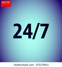24 7 sign vector icon.