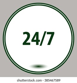 24 7 sign vector icon.