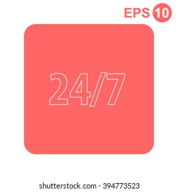 24 7 sign vector icon.