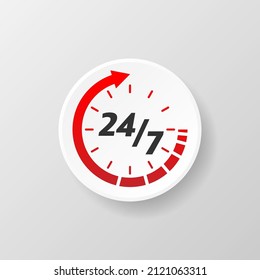 24 7 support in abstract style on white background. Customer service. Online support call center. Flat vector. Logo vector