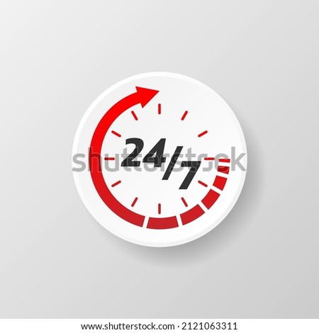 24 7 support in abstract style on white background. Customer service. Online support call center. Flat vector. Logo vector
