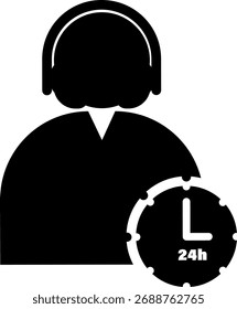 24 7 Support Vector Icon, simple line vector for UI UX design. Symbol for website and mobile app interface and navigation button