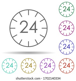 24 7 time multi color icon. Simple thin line, outline vector of logistics icons for ui and ux, website or mobile application