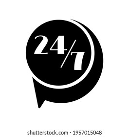 24 7 vector icon. Black icon  on white background