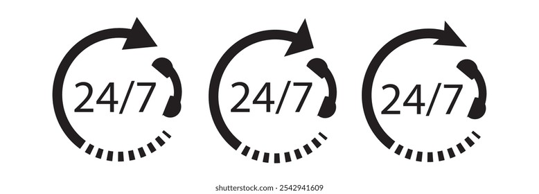 24 7 vector icon. Sign for order execution or delivery service. eps 10
