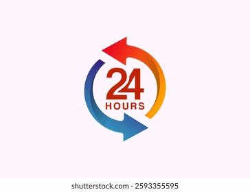 24 7 vector icon. Sign for order execution or delivery service