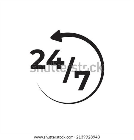 24 7 vector icon. Sign for order execution or delivery service