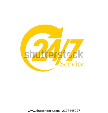 24 7 vector icon. Sign for order execution or delivery service