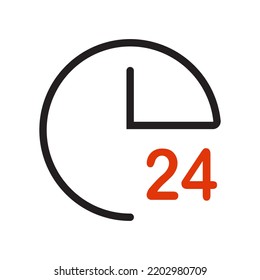 24 7 vector icons. 24 Hours a day service icon symbol vector EPS 10. 24-7 service icon isolated on white background. Flat design.