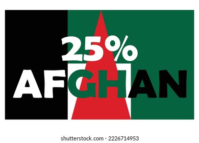 24% de la ilustración de arte vectorial de la etiqueta de signos afgana con fuente elegante y color blanco, verde y negro con fondo negro, rosa y verde